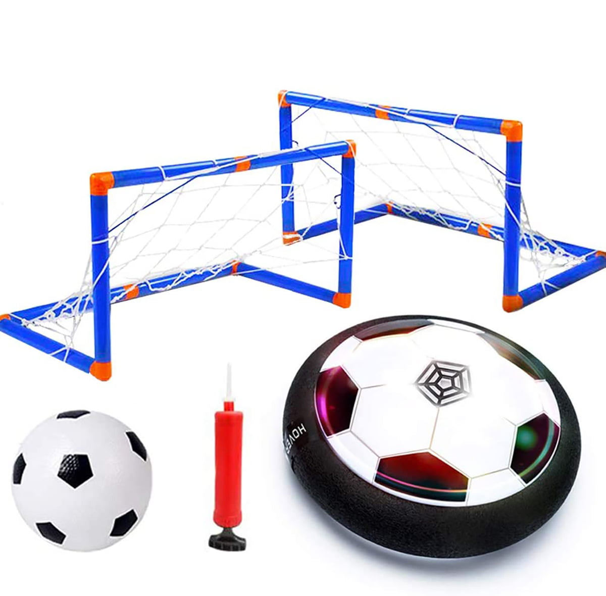 3 Soccer Goal Set Hover Football with 2 Gates for Children Gifts Sports Air Ball Indoor Outdoor Game with LED Lights-Boys / Girls Age of 2 4-16 Ye BOYI BAIVYLE Indoor Sport Kids Toys Hover Soccer Ball 
