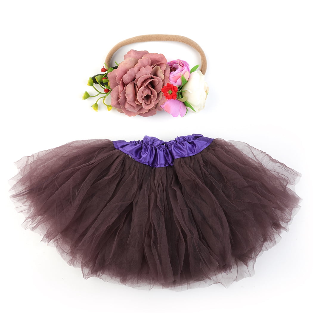Newborn Tutu Skirt Elastic Newborn Tulle Skirt Infant Clothes with Headband
