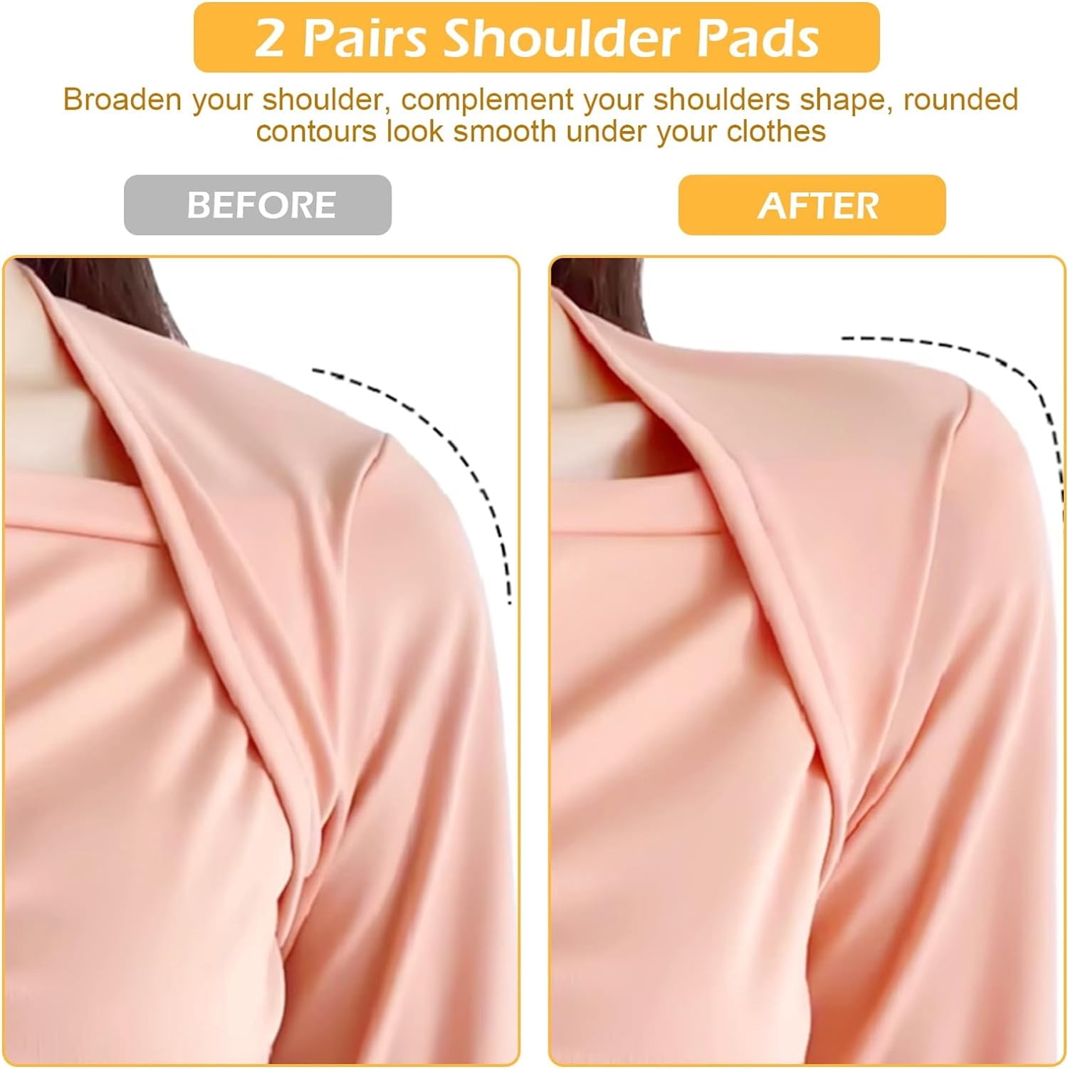 3 Pairs Reusable Shoulder Push-Up Pads - Silicone & Sponge, Anti-Slip, For Posture & Shape (Transparent & Skin Tone) - View #5