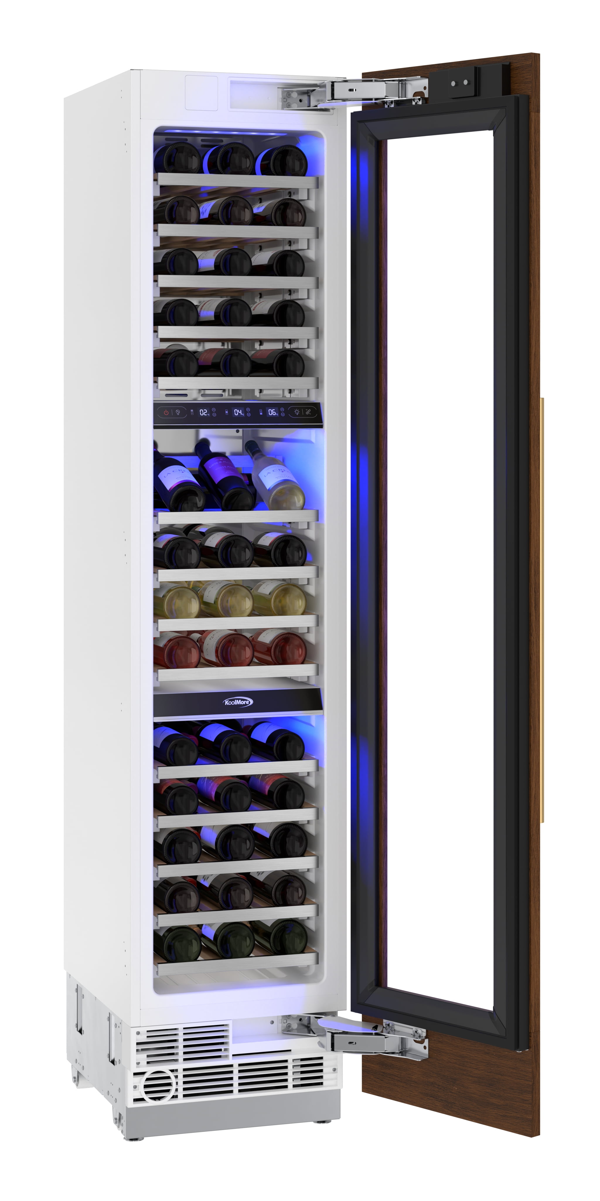 KoolMore Reserve 18 in. 68-Bottle Panel Ready Premium Column Wine Cooler Refrigerator with 14 Shelves (KM-PRC-W18)