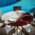 thumbnail image 6 of Marble Red Round Tablecloth, Fitted Table Cover with Elastic for 55"-60" Round Tables, Modern Abstract Gold White Brick Stone Motif Table Cloth Outdoor Indoor Dinning Party Waterproof Tablecloths, 6 of 7