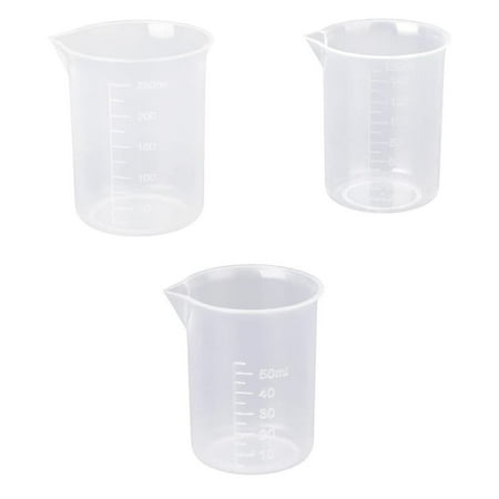 

2 Sets 3 Pcs/set Plastic Measuring Cup Latory Work Experiment Measuring Jigger Jug with Numerical Graduations transparent 9.2cm 7.5cm 6cm