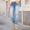 Light Blue, variant on Women's Distressed Straight Leg Jeans Button Zipper High Waist Ripped Denim Cropped Pants with Cuffed Hem & Pockets Sky Blue