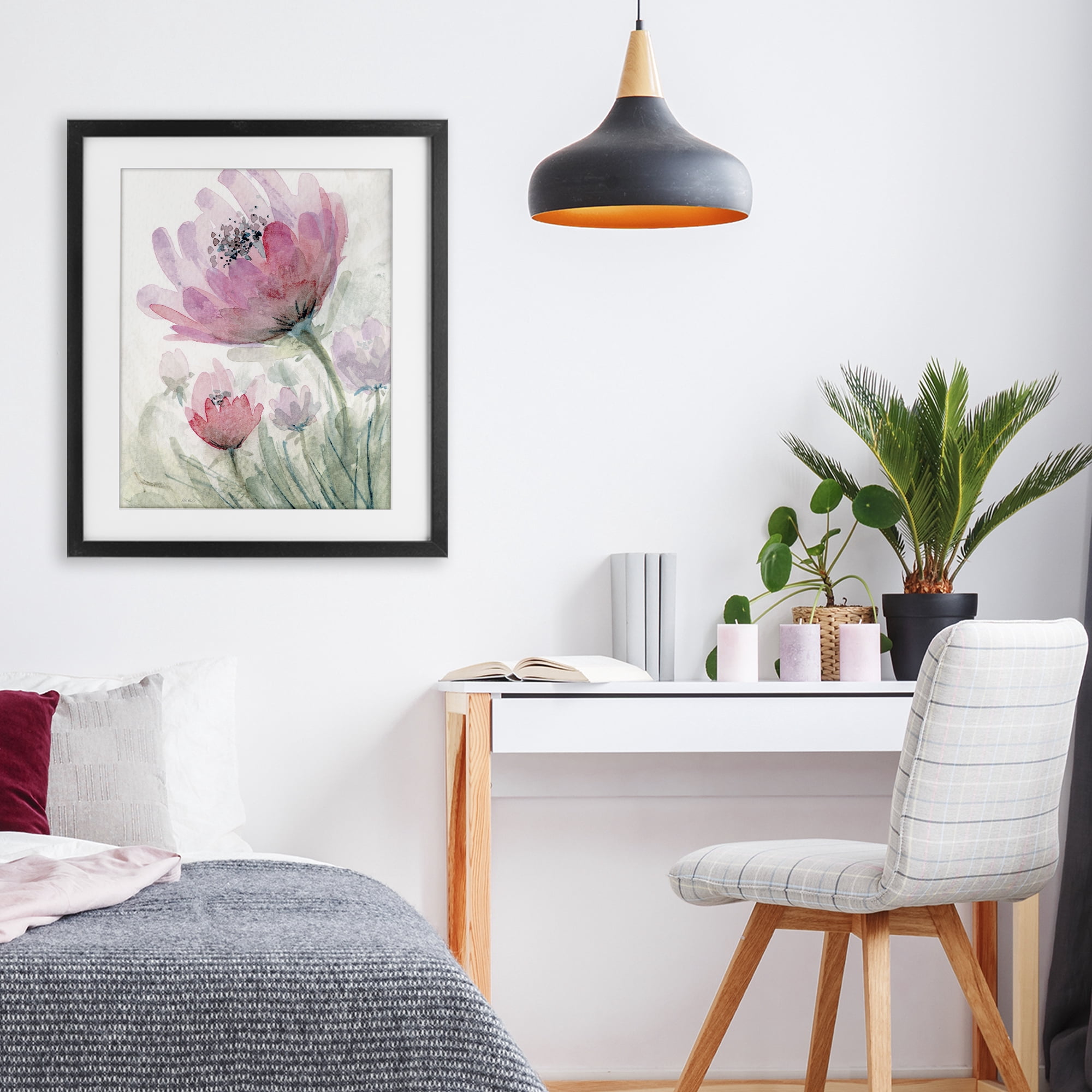 Stupell Industries Pink Flower Blossoms Black Framed Print Under Glass, design by Patti Bishop