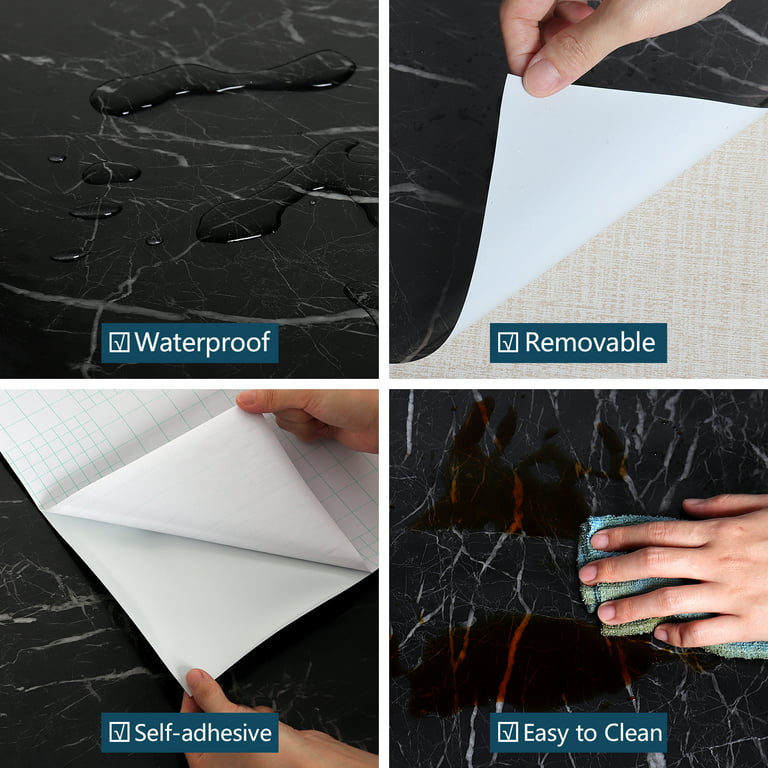 Black Marble Commercial Grade Contact Paper Self Adhesive