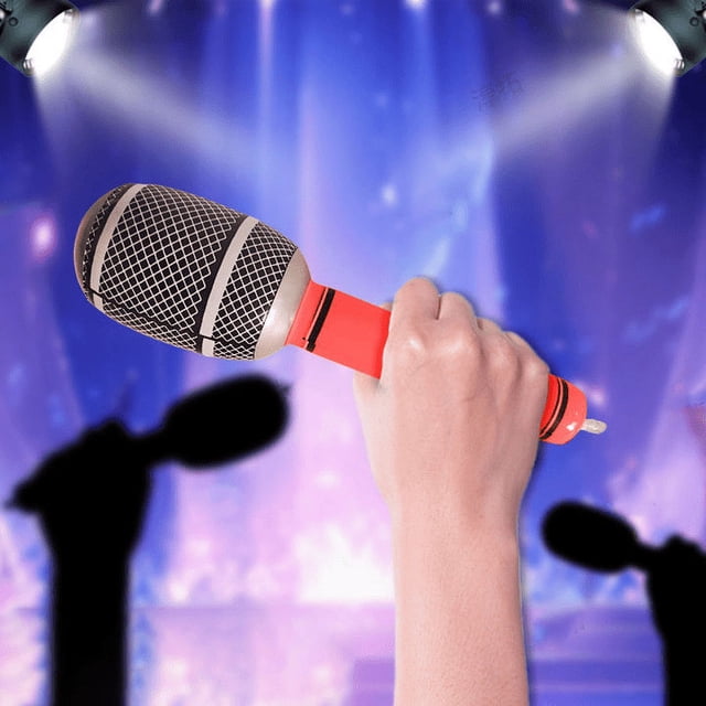 Inflatable Microphone Toy Instrument for Kids Singing Performance Lightweight Portable Stage Party Concert Accessories