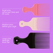 Conair Lift & Define Detangling Hair Pick Combs, 3-Pack with Small, Medium, Large