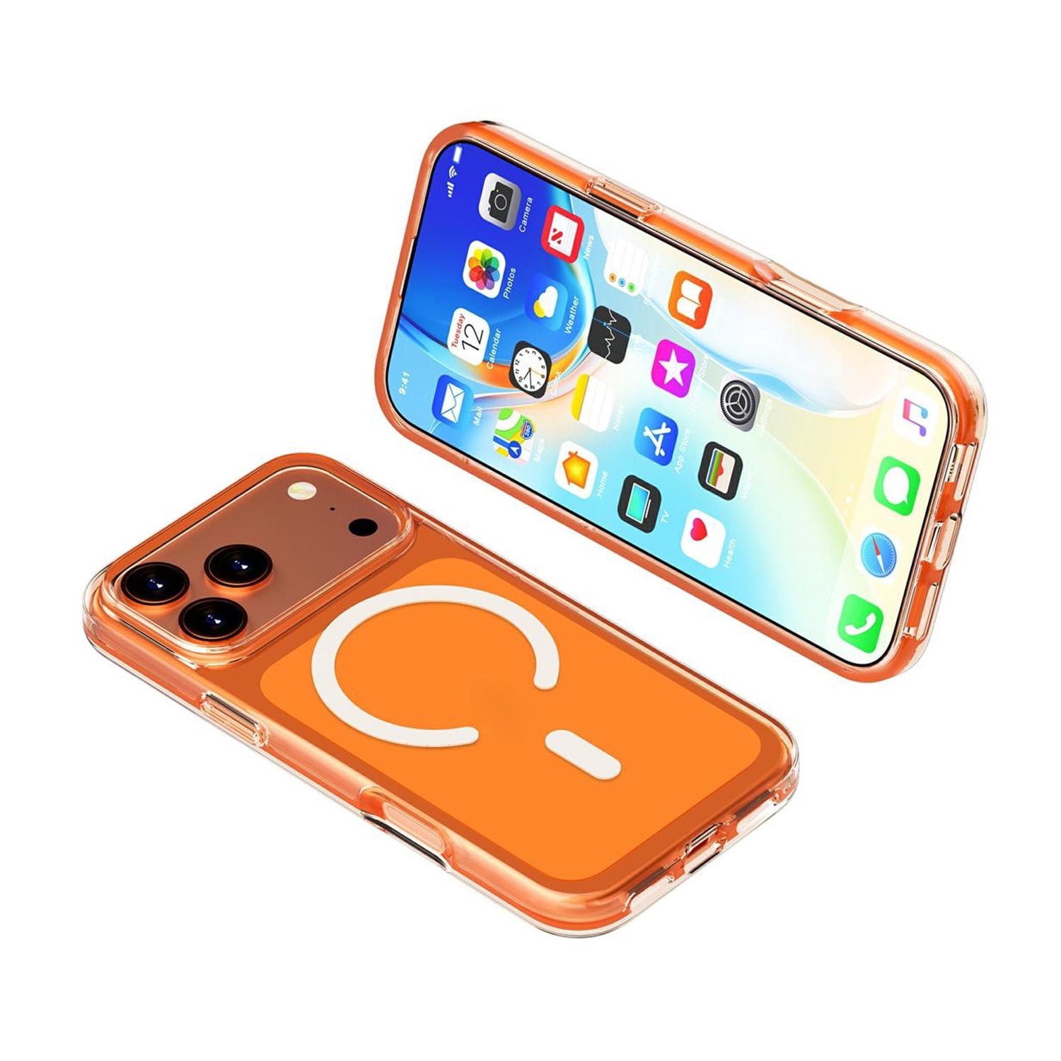 MagSafe-Compatible Transparent Case for iPhone 17 Pro Max - Orange