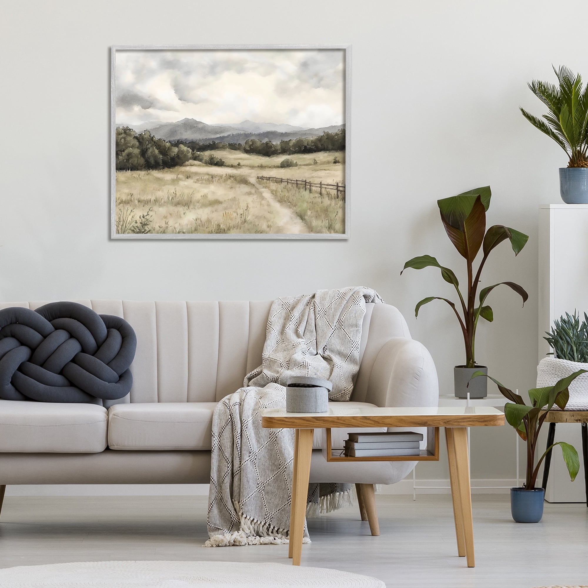 Stupell Industries Muted Trail Along Fence Gray Framed Giclee Art, design by Riley B