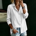 thumbnail image 2 of TEAJOPSUU Women's Trendy Cotton Blend Tops Long Sleeve Collared Button Down Shirts Casual Lace Trim Comfy Blouses B-White, 2 of 5