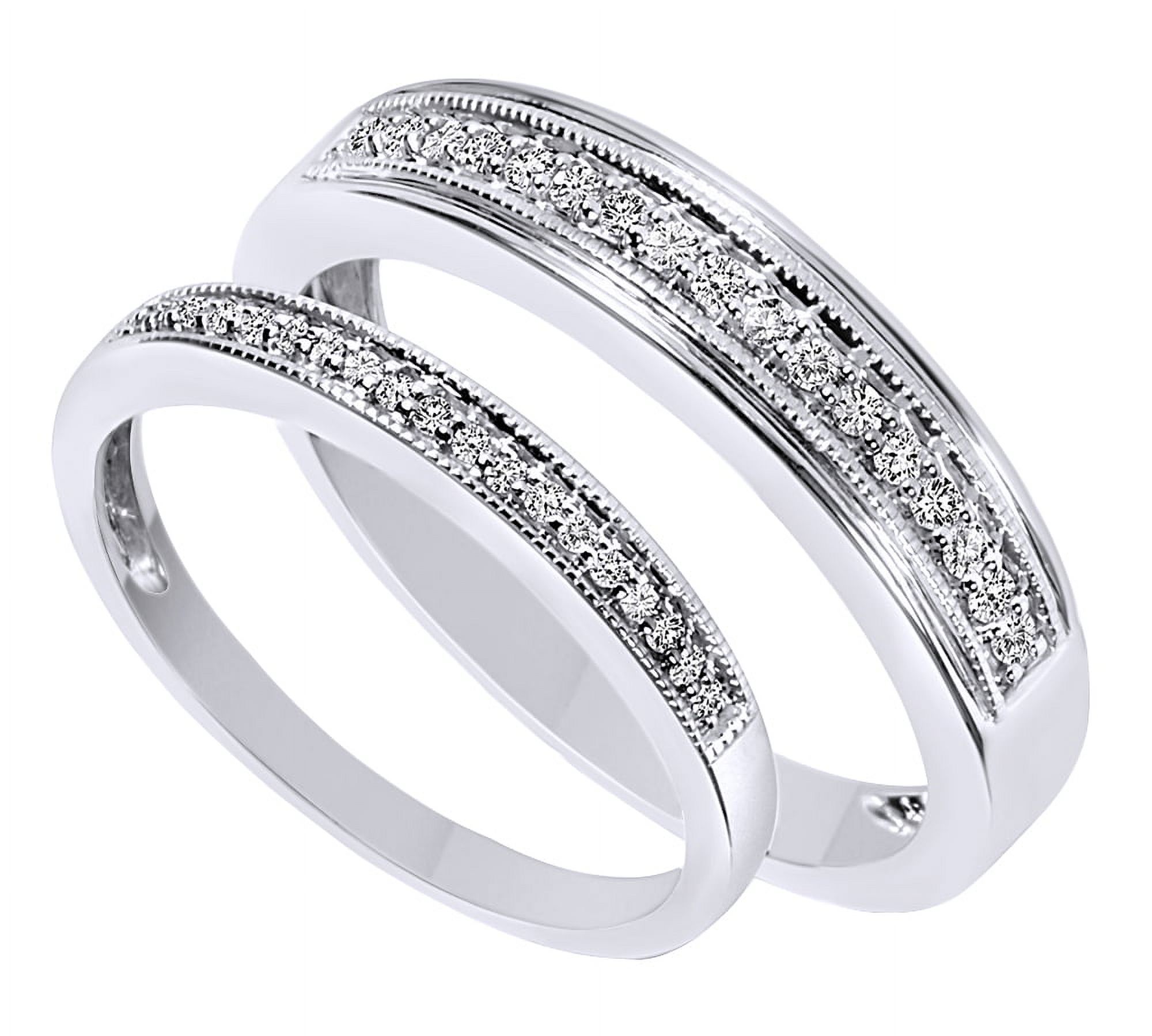 AFFY White Natural Diamond His And Hers Wedding Band Set in 14K White Gold (0.25 Cttw) By