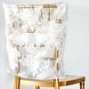 Sheer Organza With Peony Design Chivari Chair Cap, White