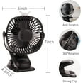 OHLGT Clip on Stroller Fan, 6000mAh USB fan Mini Personal Desk Fan with