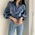 thumbnail image 2 of Button Down Shirts for Women Long Sleeve Lapel Collar Casual Work Office Blouses Solid Loose Pocketed T Shirts Tops, 2 of 6