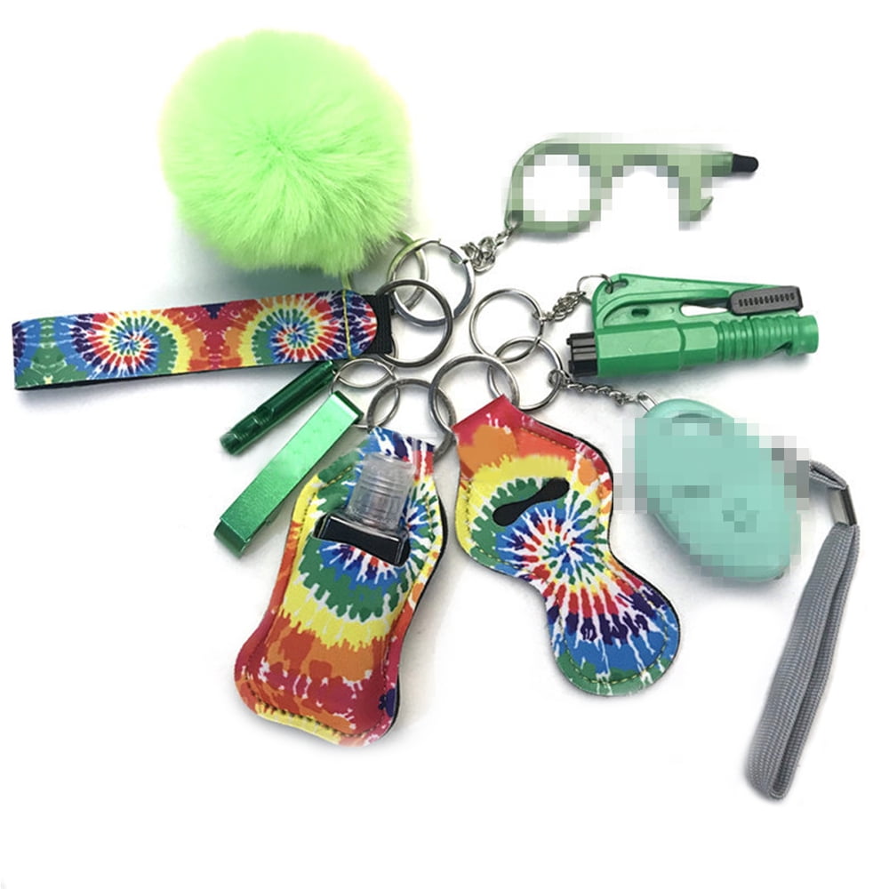 Wrist Keychain Set of 10 ，Safety Keychain Set for Woman with Card