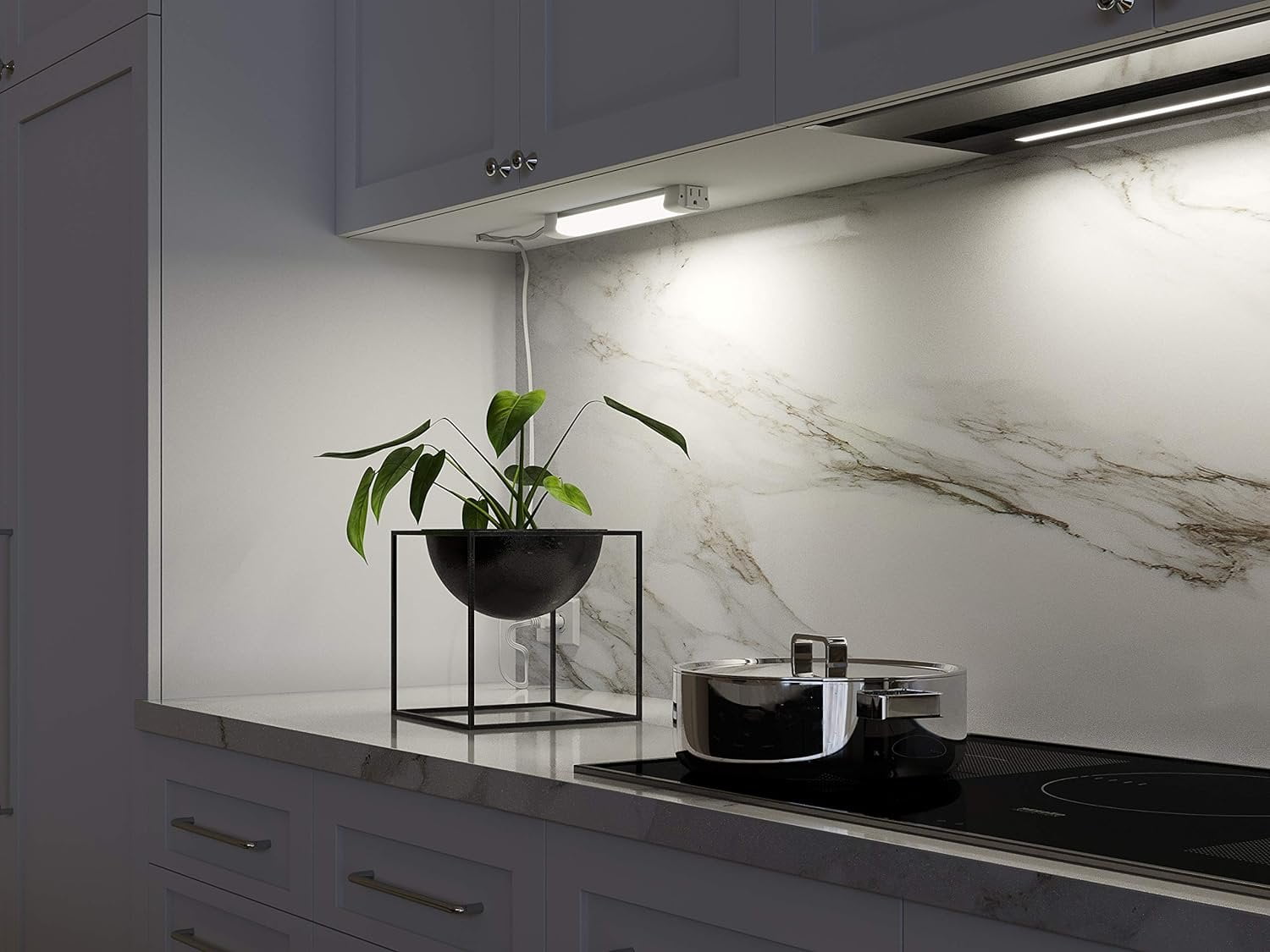 Good Earth Lighting 12-Inch Under Cabinet Light - LED Light Bar - Linkable Outlet - Under Counter Lighting - Damp Location - 1000 Lumens - 4000K - 50,000 Hour Rated Lamp Life - IP20 - White Finish