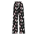 thumbnail image 6 of Women's Wide Leg Pants Elastic High Waist Drawstring Print Trousers Casual Loose Stylish Clothes With Pockets (XL, Black-D), 6 of 6