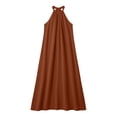 thumbnail image 4 of Tqcoqu Sleeveless Long Dress for Women,Boho Halter Maxi Sundress Casual Loose Dresses,Brown Women's S-XXL, 4 of 7