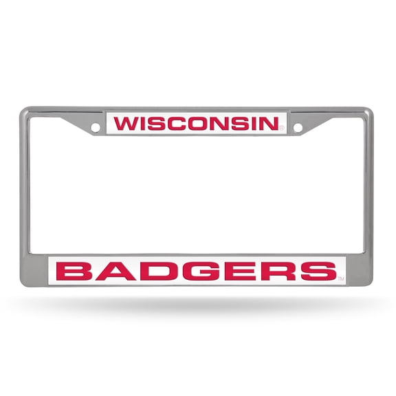 Wisconsin Badgers Chrome Metal Laser Cut License Plate Frame