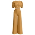 thumbnail image 6 of Two Piece Sets for Women Going out Summer Solid Color Fashionable Casual Temperament Elegant Short Top Long Pants Set Two-piece Set, 6 of 8