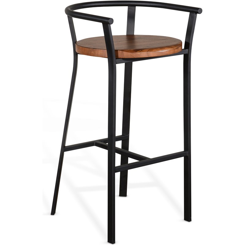 Pemberly Row 30" MidCentury Sturdy Metal Barstool in Rustic Oak