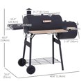 thumbnail image 3 of Outsunny 49" Charcoal BBQ Grill with Offset Smoker Portable Backyard Cooking Smoker Outdoor Camp Picnic Barbecue Cooker with Thermometer Wheels and Storage Shelves, 3 of 9