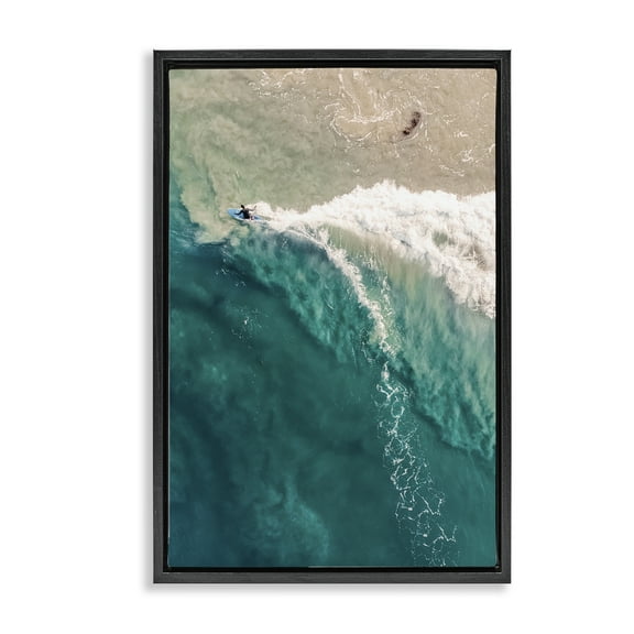 Stupell Industries Surfing Clear Waters Nautical & Beach Photography Black Floater Framed Canvas Art Print Wall Art, 17 x 25