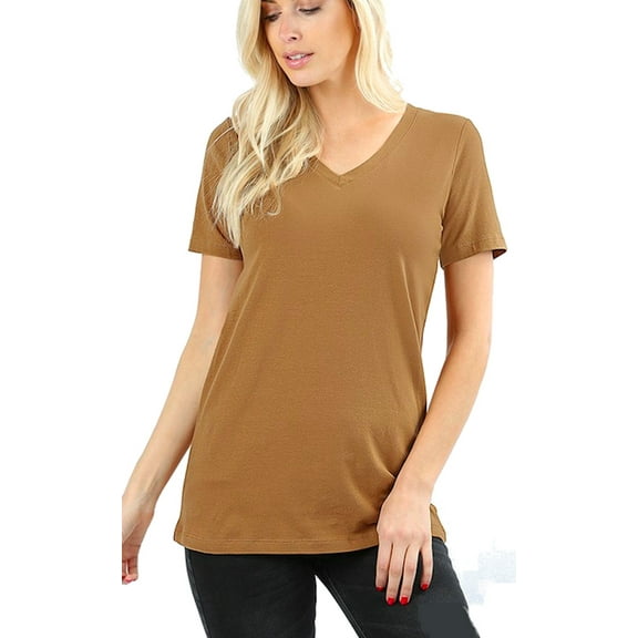 FDPlus Women's Plus Size Perfect V-neck Tee T-Shirt