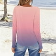 thumbnail image 4 of Womens Tops Long Sleeves Gradient Printing Round Neck T-Shirt Pink,Blouse for Women, 4 of 5