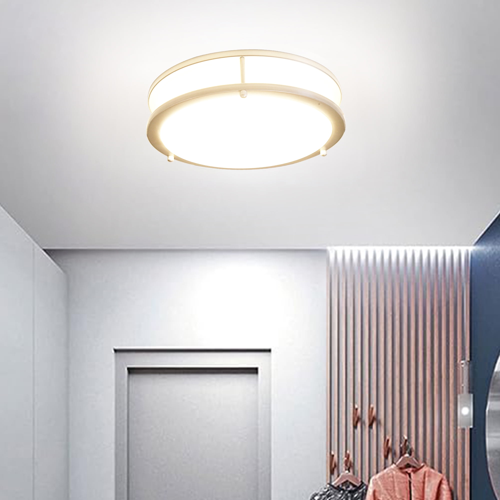 MingBright Modern LED Flush Mount Ceiling Light Fixture with Remote 12-Inch Round Close to Ceiling Light, Dimmable Ceiling Light for Kitchen, Living Room, Bedroom, Garage Hallway 4000K White