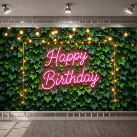 Neon Greenery Banner Luminous Backdrop Tropical Display for Adult Birthday Party Garden Gathering Indoor Celebration