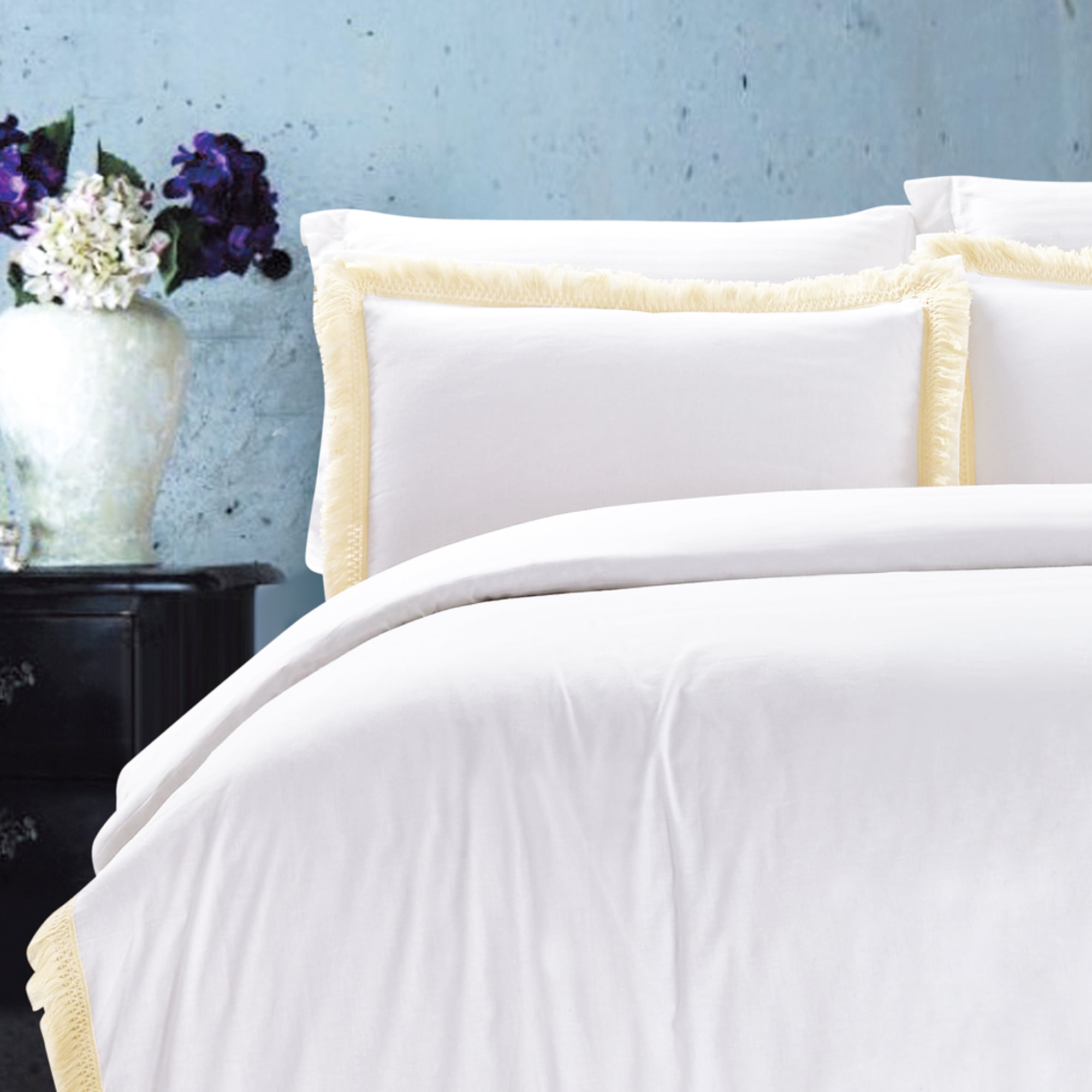 California Design Den Fringes Duvet Cover Set Cotton White King 3 California Design Den Fringes Duvet Cover Set Cotton White King 3 Piece Com