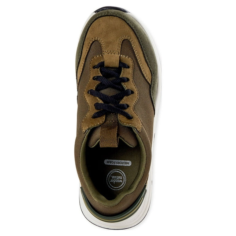 Wonder Nation Kids Tech Running Shoes, Memory Foam, Lace-Up, Brown