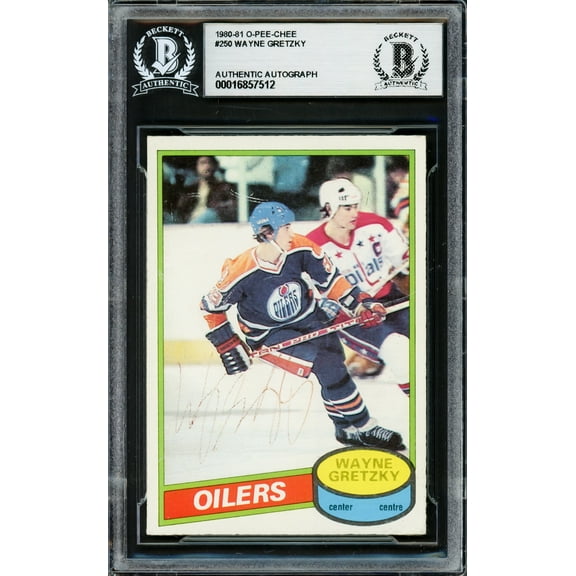 Wayne Gretzky Autographed 1980-81 O Pee Chee Card #250 Edmonton Oilers Vintage Rookie Signature Beckett BAS #16857512