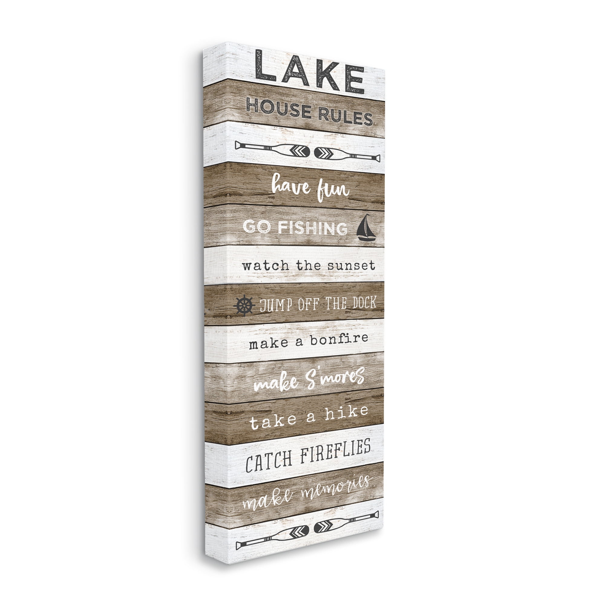 Stupell Industries Lake House Rules List Rustic Pattern Boat Oars, 10 x 24, Design by Natalie Carpentieri
