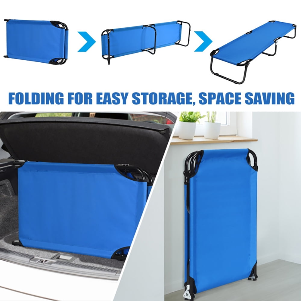 Aimee Lii Folding Camping Bed Outdoor Portable Military Cot Sleeping Hiking, Folding Sleeping Cot for Camping, Blue