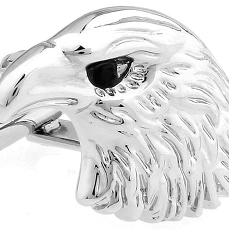 Perfect Cufflinks Regal American Bald Eagle Bird Head, Silver Tone, Comes with Box
