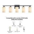 thumbnail image 6 of KAWOTI 35 in. 5-Light Black Vanity Light with Frosted Glass Shade, 6 of 11