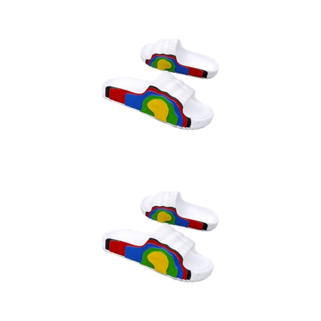 Qarigey 1 par de toboganes para fiesta en la piscina, Picnic, punta abierta, zapatillas para caminar en la playa, sandalias de tacón plano Blanco Tamaño 39-40 2Conjunto