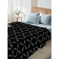 thumbnail image 4 of Black Morocco Queen Size Flat Sheet, Wrinkleproof & Fadeproof Cooling Flat Bed Sheet Only, Geometric Leaf Diamond Lattice Abstract Breathable Soft Bedding Top Sheets 90 x 102 Inches, 4 of 8