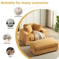 thumbnail image 6 of BUIORD 43.3" Accent Chair with Ottoman, Oversized Corduroy Single Sofa Chair with Pillows, Soild Wood Deep Seat Armchair for Living Room Bedroom, Ginger, 6 of 7