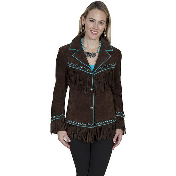 Scully Western Jacket Womens Suede Embellished Fringe Choco Brown L239 ...