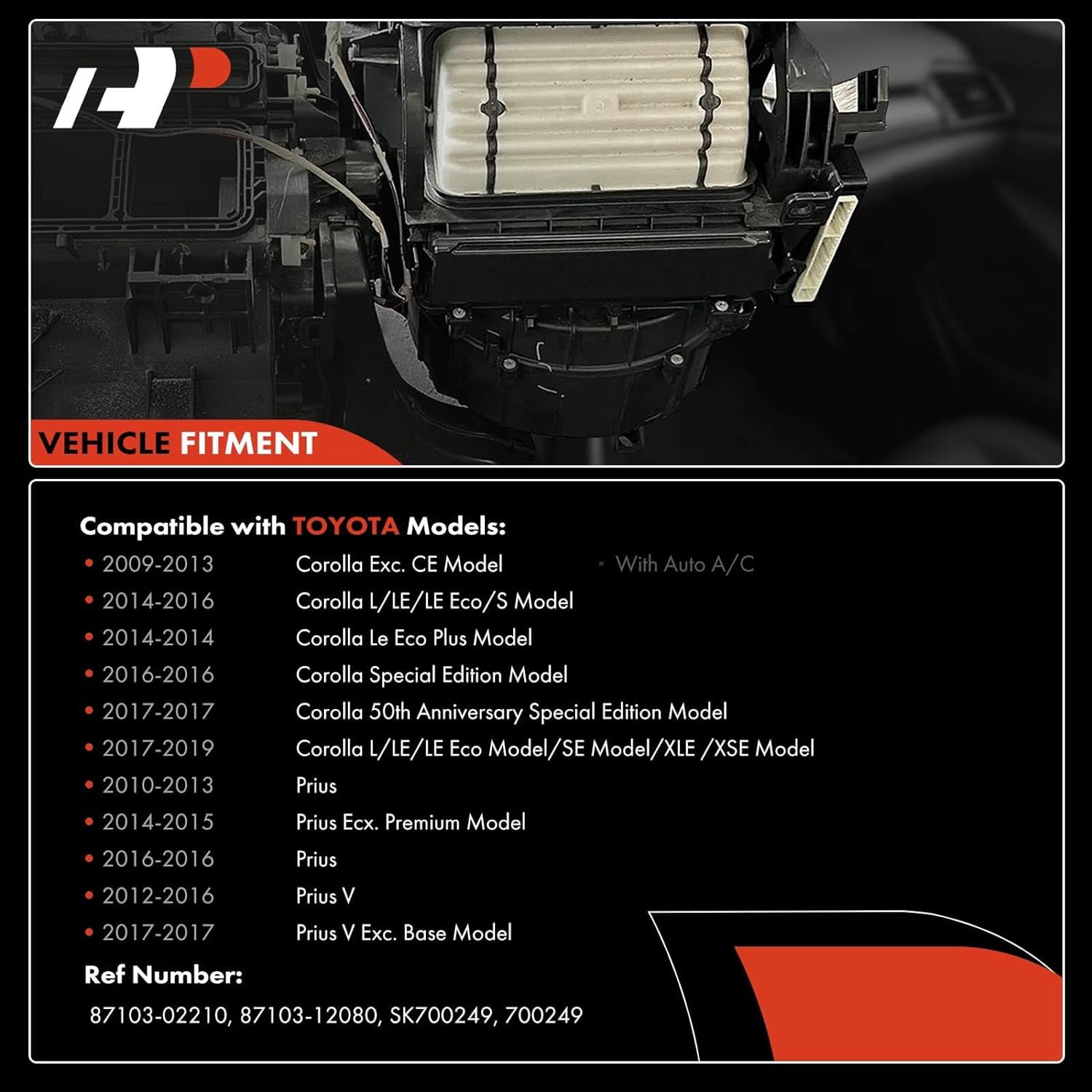 A-Premium Blower Motor Replacement for Toyota Corolla 2008-2019