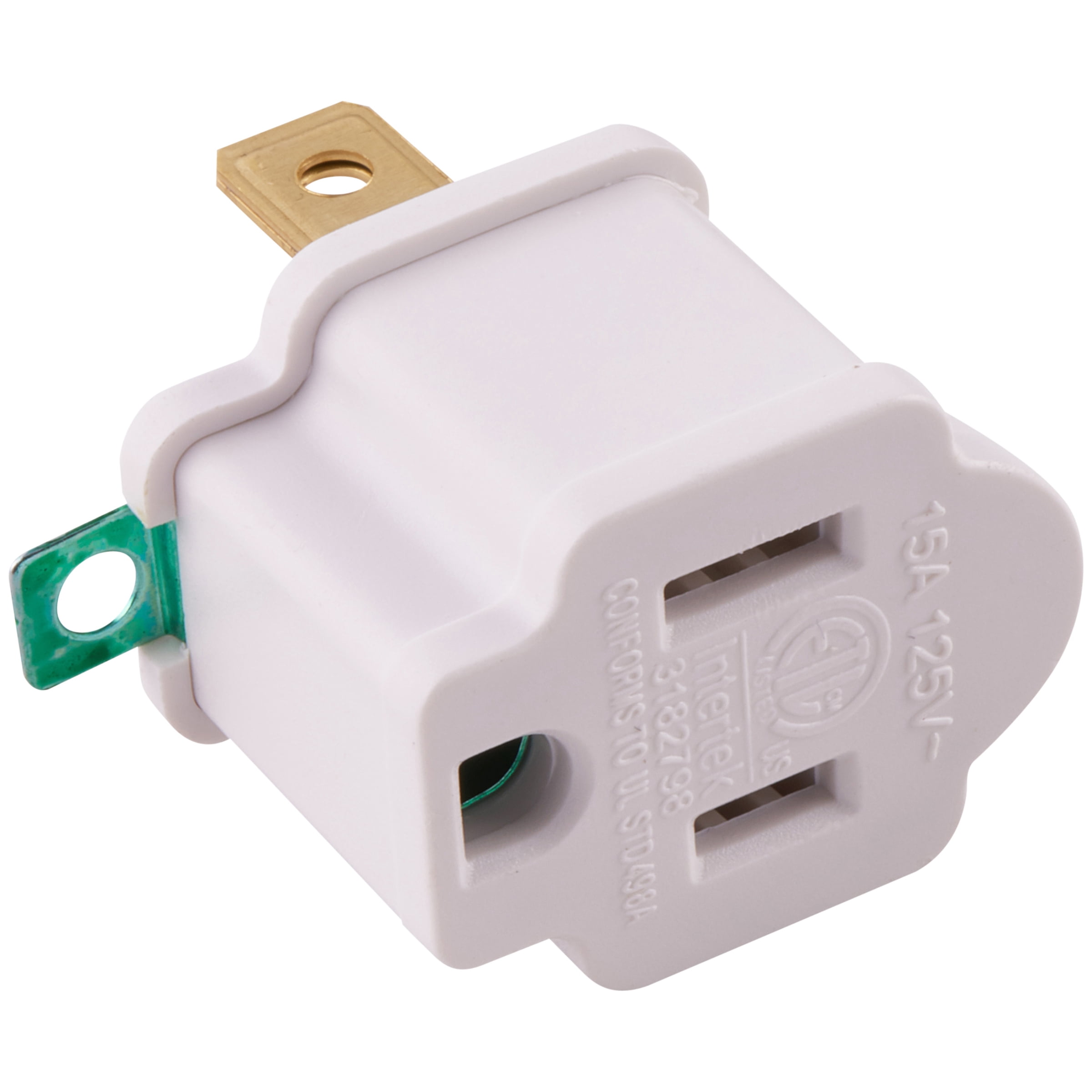 Hyper Tough 3-Pack Polarized Plug to Grounded White Indoor Adapter