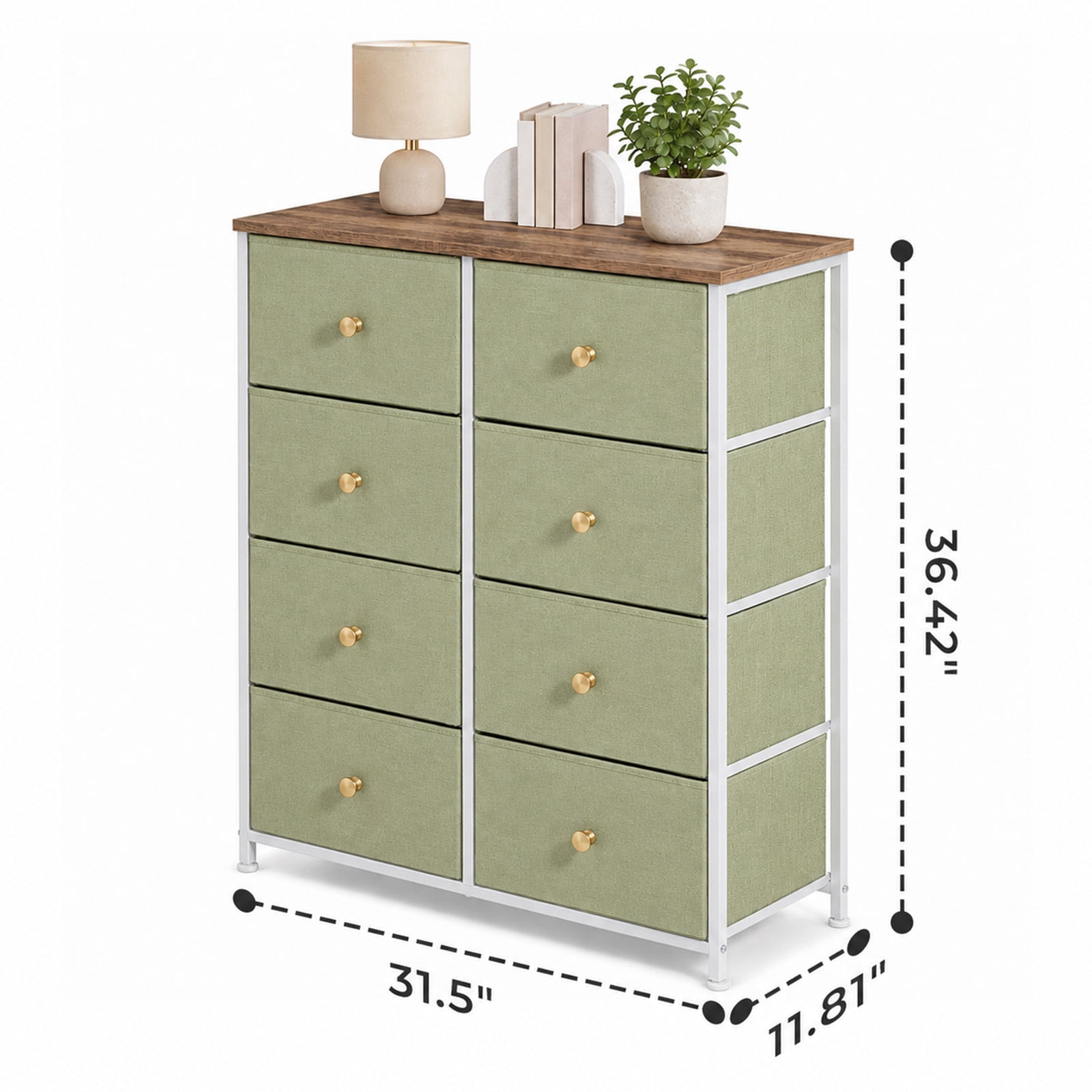 Alvantor 8/9 Drawer Fabric Dresser, Storage Tower for Bedroom and Closet, Chest of Drawers with Sturdy Steel Frame & Wooden Top for Living Room, Entryway