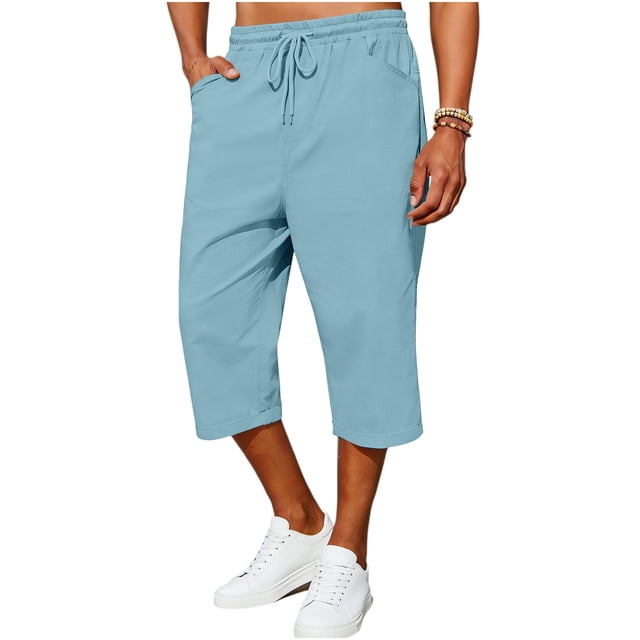 Pantalones Casuales para Hombre Bolsillo Sólido Cintura Elástica Verano Poliéster Moda Casual Al Aire Libre Pantalones Deportivos
