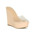 thumbnail image 1 of Women Transparent Open Toe Platform Wedge Heel Slide Mule Sandal 18994, 1 of 6