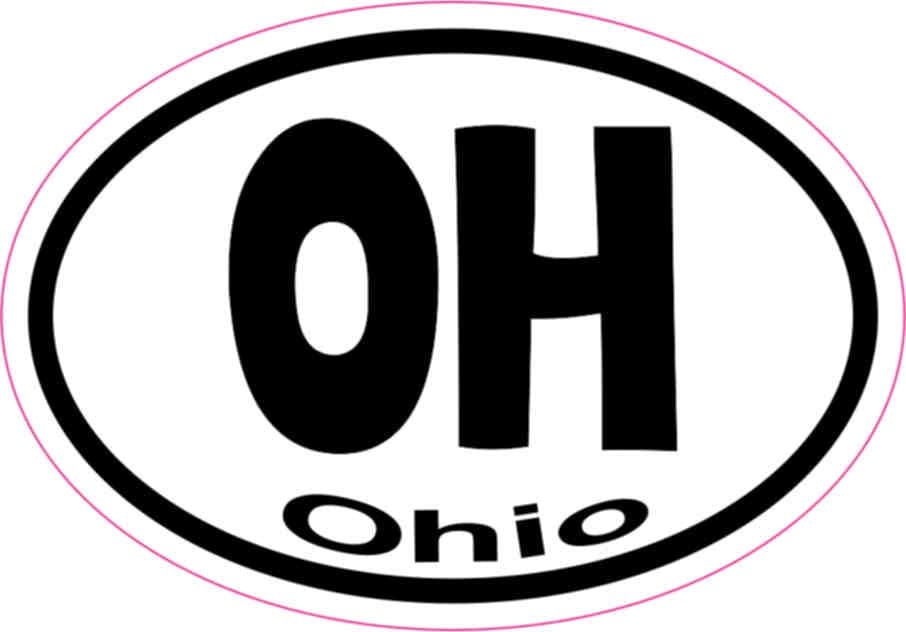 3in x 2in Oval OH Ohio Sticker Vinyl Vehicle Window State Bumper ...