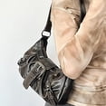 thumbnail image 3 of Sunyuer Trendy Shoulder Bag - Vintage Y2K Leather Buckle Punk Hobo Clutch Hobo Purse for Women, 3 of 14
