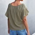 thumbnail image 6 of USSUMA Summer Tops for Women Trendy Ruffle Tie Knot Front Blouse Tunic Loose Fit Solid Color Womens Tops Casual Round Neck Short Sleeve Shirts for Women Dressy Casual, 6 of 8